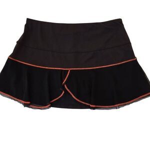 Lucky In Love Womens Black with Orange Trim Tennis Pickleball Skort Medium